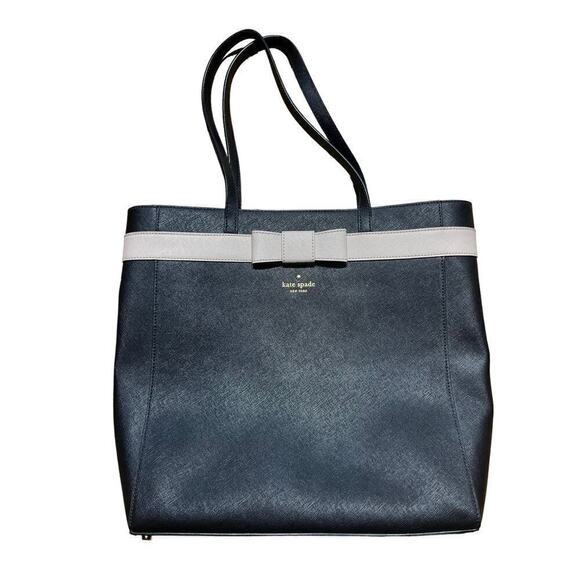 Kate Spade Kirk Park Saffiano Britain Tote Blush Bow Leather RARE.Amazing shape! - Picture 4 of 6